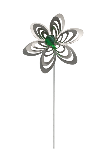 A3013 - steel4you SKARAT Gartenstecker Deko Blume mit Echtglas-Perle (Farbe: grün)